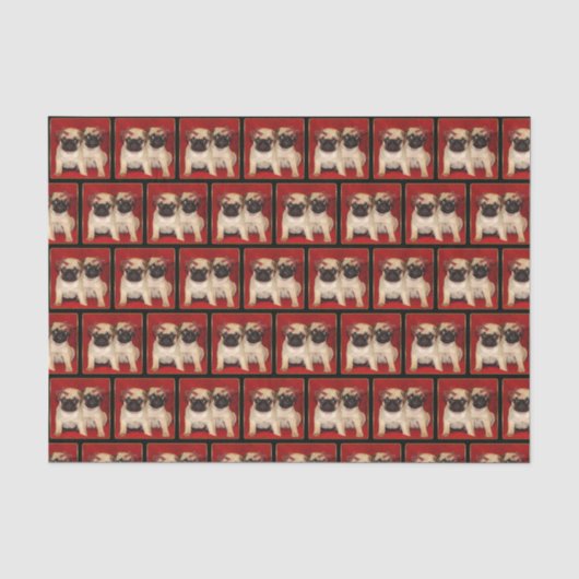 WeihnachtsMops verfolgt Seidenpapier (Vorderseite)