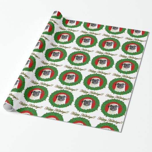 WeihnachtsMops-Verpackungspapier Geschenkpapier (Ungerollt)