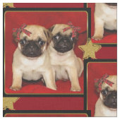 WeihnachtsMops-Welpenhundemuster Gewebe Stoff (Nahaufnahme)