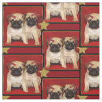 WeihnachtsMops-Welpenhundemuster Gewebe