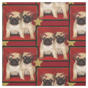 WeihnachtsMops-Welpenhundemuster Gewebe Stoff