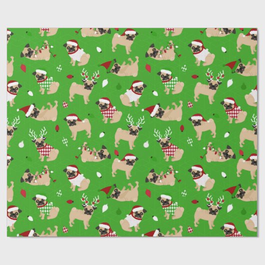 WeihnachtsMöpse Geschenkpapier (Flach)