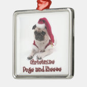 WeihnachtsMöpse und -küsse Silbernes Ornament (Links)