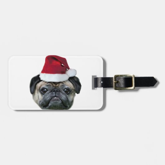 WeihnachtsMopshund Gepäckanhänger (Vorderseite horizontal)