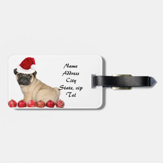 WeihnachtsMopshund Gepäckanhänger (Rückseite horizontal)