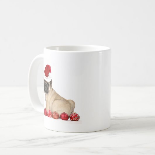 WeihnachtsMopshund Kaffeetasse (Vorderseite Links)