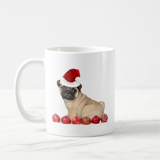 WeihnachtsMopshund Kaffeetasse (Links)