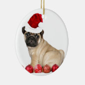 WeihnachtsMopshund Keramik Ornament (Rechts)