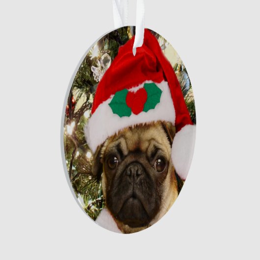 WeihnachtsMopshund Ornament (Vorderseite)