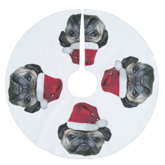 WeihnachtsMopshund Polyester Weihnachtsbaumdecke (Vorderseite)