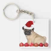 WeihnachtsMopshund Schlüsselanhänger (Vorderseite)