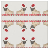 WeihnachtsMopshundemuster Gewebe Stoff (Nahaufnahme)