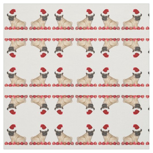 WeihnachtsMopshundemuster Gewebe Stoff (Muster)