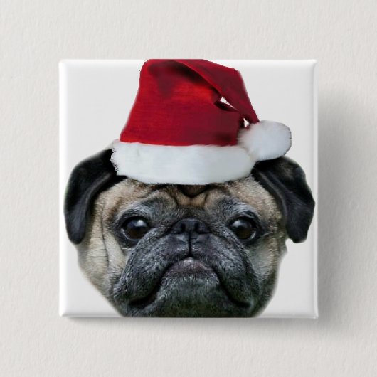 WeihnachtsMopsknopf Button (Vorderseite)