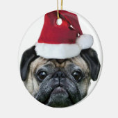 WeihnachtsMopsverzierung Keramikornament (Links)