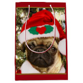 WeihnachtsMopswelpe Geschenk-Tasche Mittlere Geschenktüte (Vorderseite)
