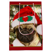WeihnachtsMopswelpe Geschenk-Tasche Mittlere Geschenktüte (Rückseite)