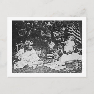 Weihnachtsmorgen 1901 Vintage Stereoview Feiertagspostkarte