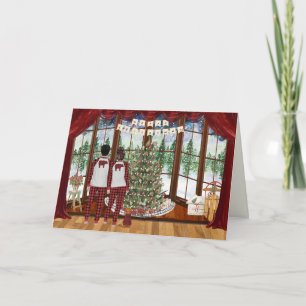 Weihnachtsmorgen im Ferienhaus für Paare, Karo-Sch Feiertagskarte