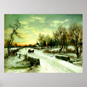 Weihnachtsmorgen im Schnee Poster
