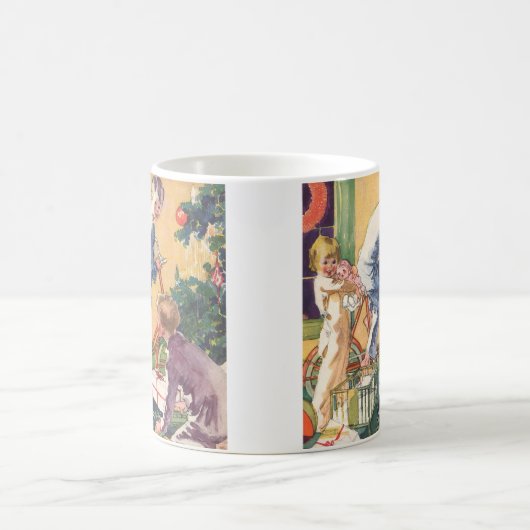 Weihnachtsmorgen, Kinder mit Geschenken Kaffeetasse (Mittel)