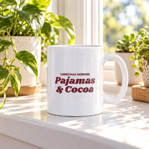 Weihnachtsmorgen-Pyjamas und lustiger Kakao-Mug Kaffeetasse