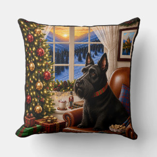 Weihnachtsmorgen,Scottish Terrier Feiertag Kissen