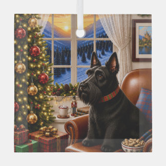 Weihnachtsmorgen,Scottish Terrier Feiertag Ornament Aus Glas