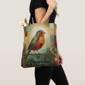 Weihnachtsmosaik Rotkehlchen Vogel Stechpalmenbeer Tasche (Von Nahem)
