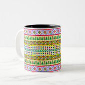 Weihnachtsmotif Muster Zweifarbige Tasse (Vorderseite Links)