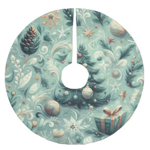 Weihnachtsmotif Weihnachtsfest Whimsy Green Polyester Weihnachtsbaumdecke