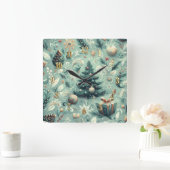 Weihnachtsmotif Weihnachtsfest Whimsy Green Quadratische Wanduhr (Zuhause)