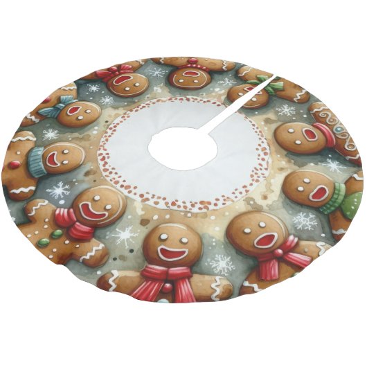 Weihnachtsmotif Weihnachtsmann Gingerbrei Männer Polyester Weihnachtsbaumdecke (Schrägansicht)