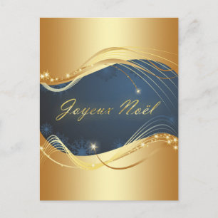 Weihnachtsmotiv aus Gold mit blauem Hintergrund Feiertagspostkarte