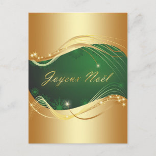 Weihnachtsmotiv gold mit grünem Hintergrund Postkarte