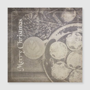 Weihnachtsmotiv im Vintage-Stil mit Keksen und Kaf Magnetkarte