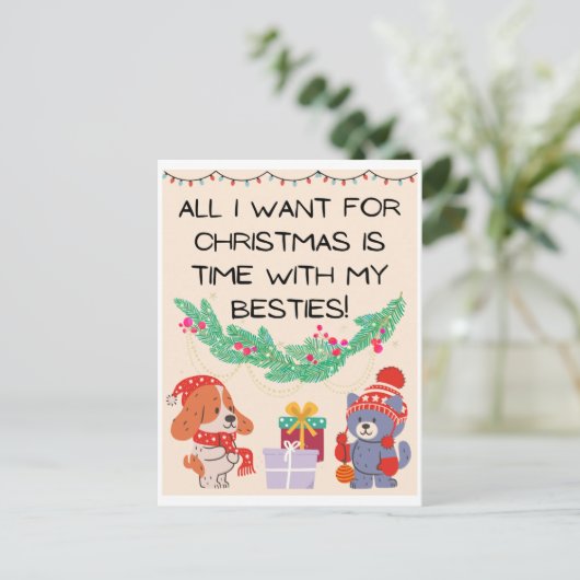 Weihnachtsmotiv mit Besties Spruch Karte (Stehend Vorderseite)