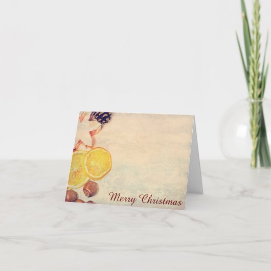 Weihnachtsmotiv mit Früchten... Feiertagskarte (Vorderseite)