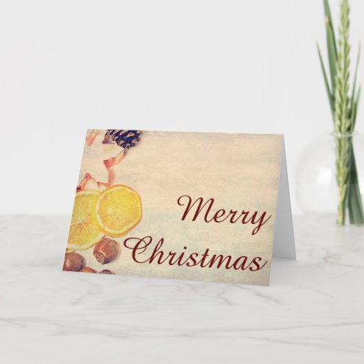 Weihnachtsmotiv mit Früchten... Feiertagskarte (Vorderseite)