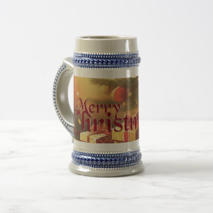Weihnachtsmotiv mit Geschenken unter dem Weihnacht Bierglas