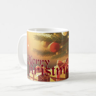 Weihnachtsmotiv mit Geschenken unter dem Weihnacht Kaffeetasse