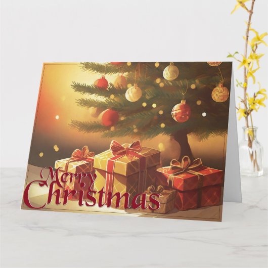 Weihnachtsmotiv mit Geschenken unter dem Weihnacht Karte (Gelbe Blume)