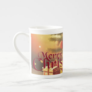 Weihnachtsmotiv mit Geschenken unter dem Weihnacht Porzellantasse