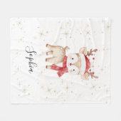 Weihnachtsmotiv mit individuellem Hirsch Fleecedecke (Vorderseite (Horizontal))
