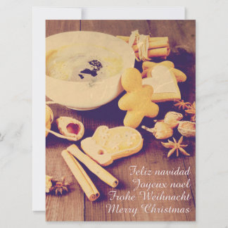 Weihnachtsmotiv mit Keksen, Süßigkeiten und Gewürz Einladung