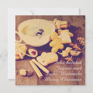 Weihnachtsmotiv mit Keksen, Süßigkeiten und Gewürz Einladung