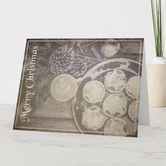 Weihnachtsmotiv mit Keksen und Kaffee Karte (Vorderseite)