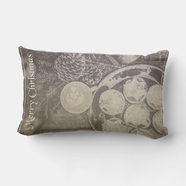 Weihnachtsmotiv mit Keksen und Kaffee Lendenkissen (Rückseite)