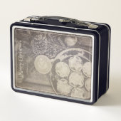 Weihnachtsmotiv mit Keksen und Kaffee Metall Brotdose (Rückseite)