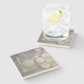 Weihnachtsmotiv mit Keksen und Kaffee Steinuntersetzer (Seitenansicht)